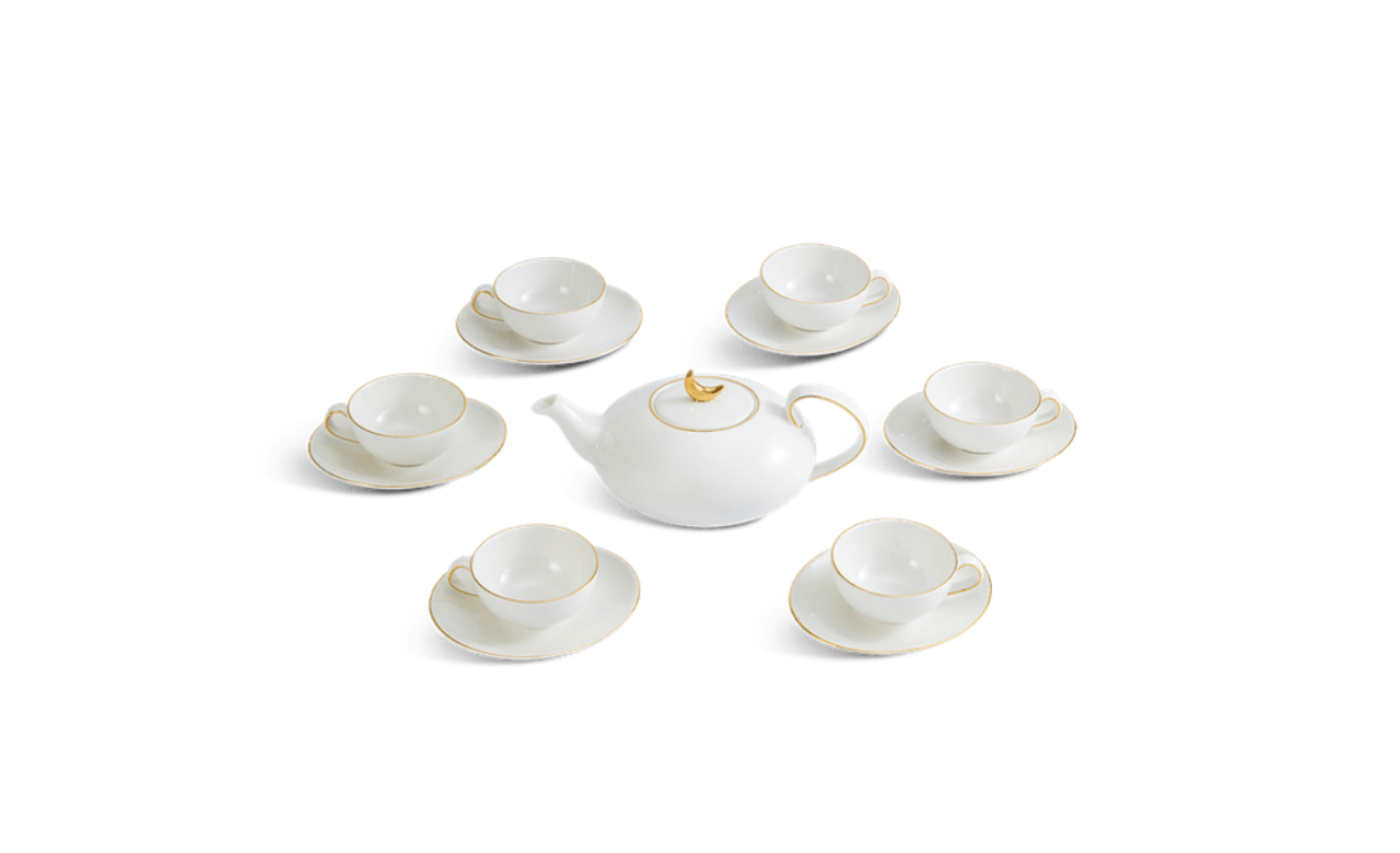 Bộ ấm trà Minh Long Anna – Viền Chỉ Vàng