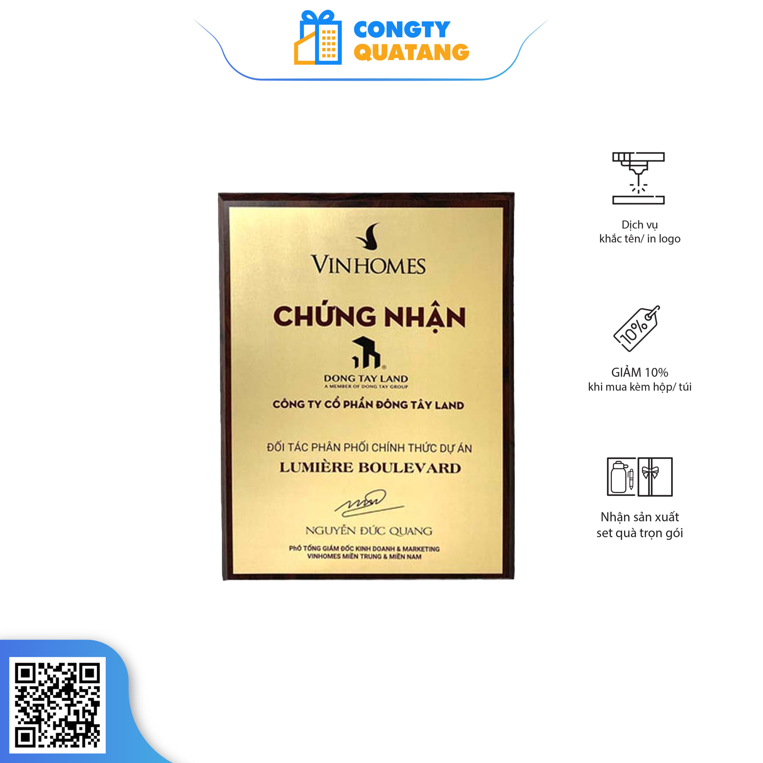 Kỷ Niệm Chương Gỗ Đồng GD-107