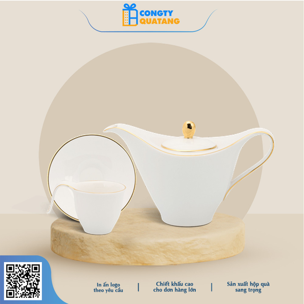 Bộ Ấm Trà Minh Long 0.45 L – Anh Vũ – Chỉ Vàng 01459801403 1
