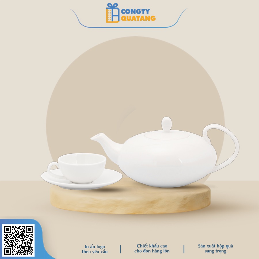 Bộ Ấm Chén Minh Long 0.47 L Elip – Anna – Trắng Ngà 68470200003 - Congtyquatang.com.vn