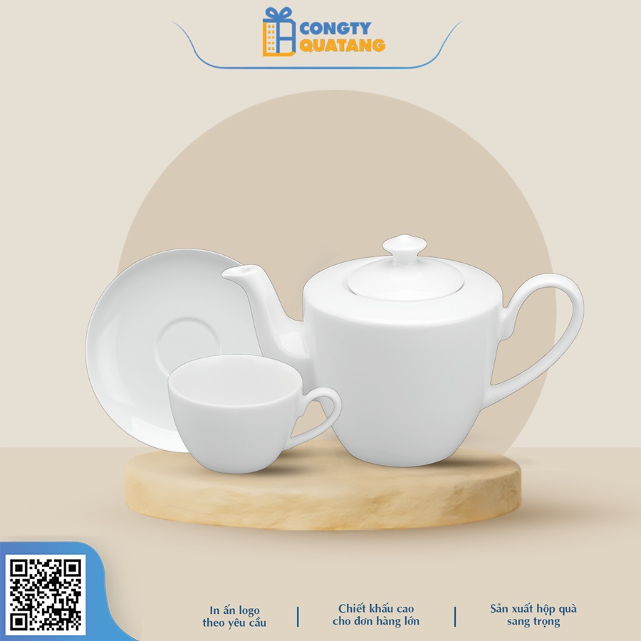 Bộ Ấm Chén Minh Long 0.65 L – Daisy – Trắng 1655200003 - Congtyquatang.com.vn