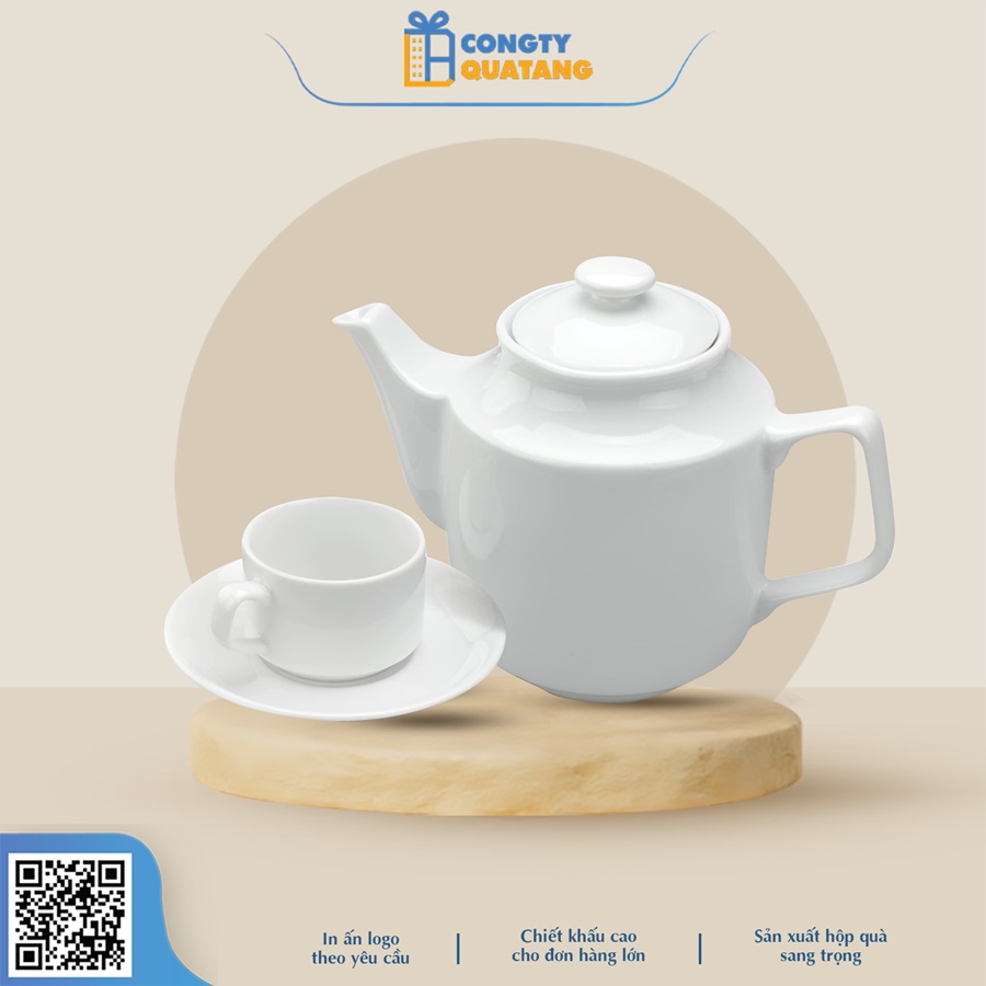 Bộ Ấm Chén Minh Long 0.7 L – Jasmine – Trắng A001_01071100003 - Congtyquatang.com.vn