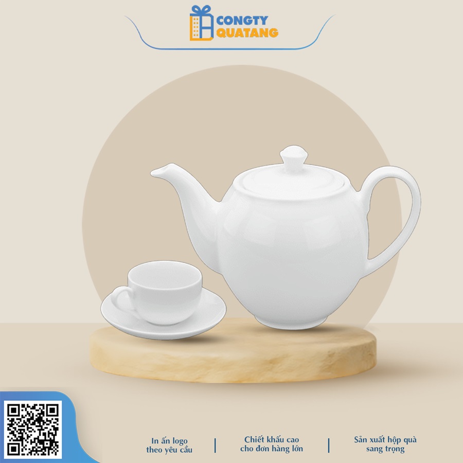 Bộ Ấm Chén Minh Long 0.8 L – Camellia – Trắng 1803800003 - Congtyquatang.com.vn