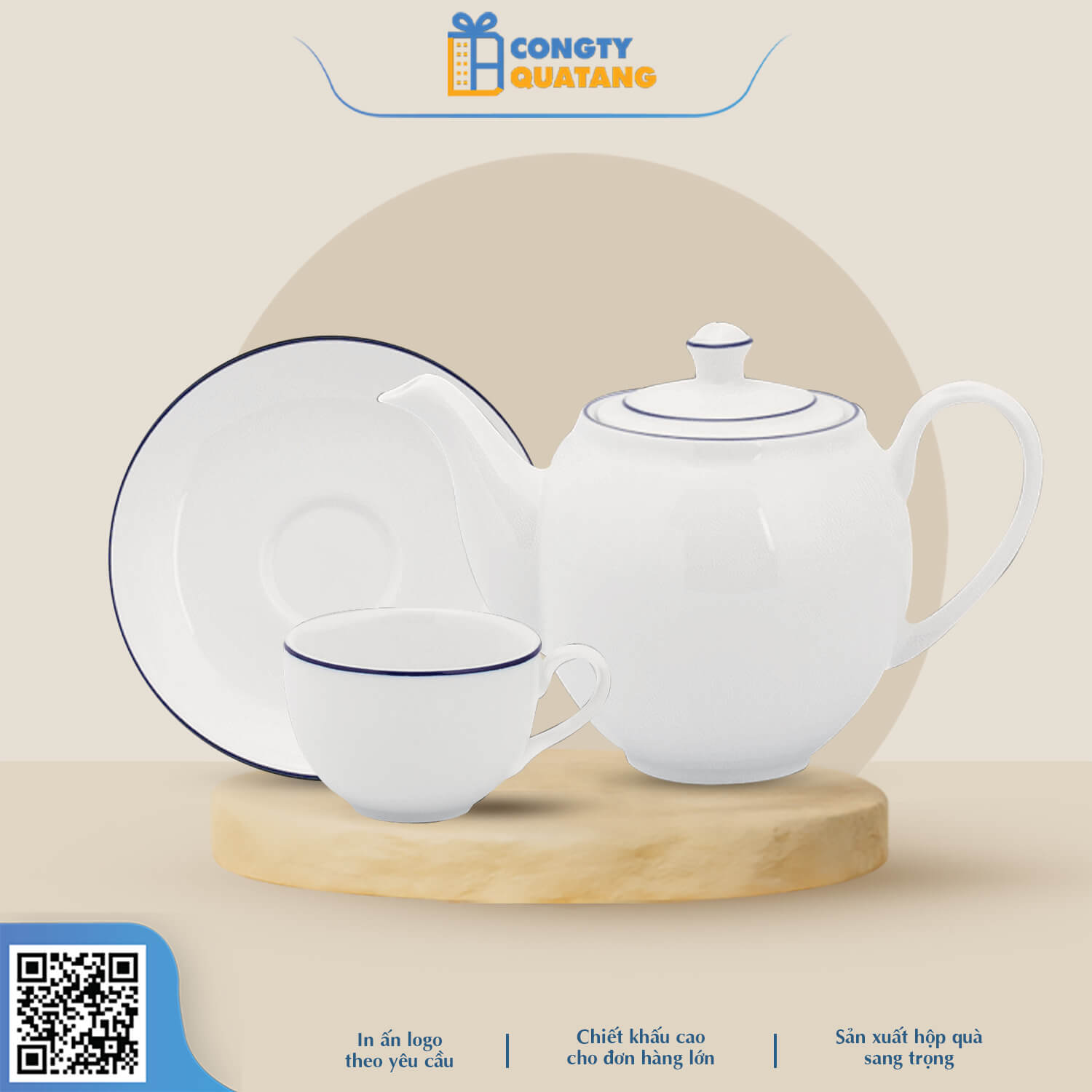 Bộ Ấm Chén Minh Long 1.1 L – Camellia – Chỉ Xanh Dương 1113802103 - congtyquatang.com.vn