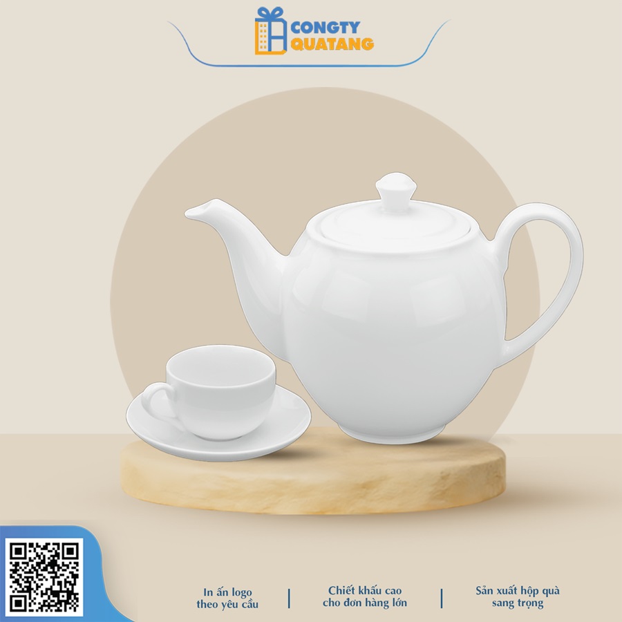 Bộ Ấm Chén Minh Long 1,1 L – Camellia – Trắng 1113800003 - Congtyquatang.com.vn