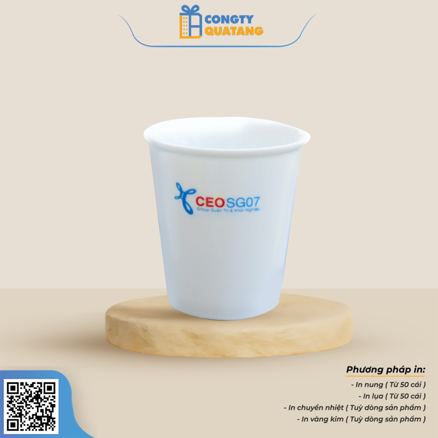 Ly Sứ Giấy Trắng QT-CS123 - Congtyquatang.com.vn