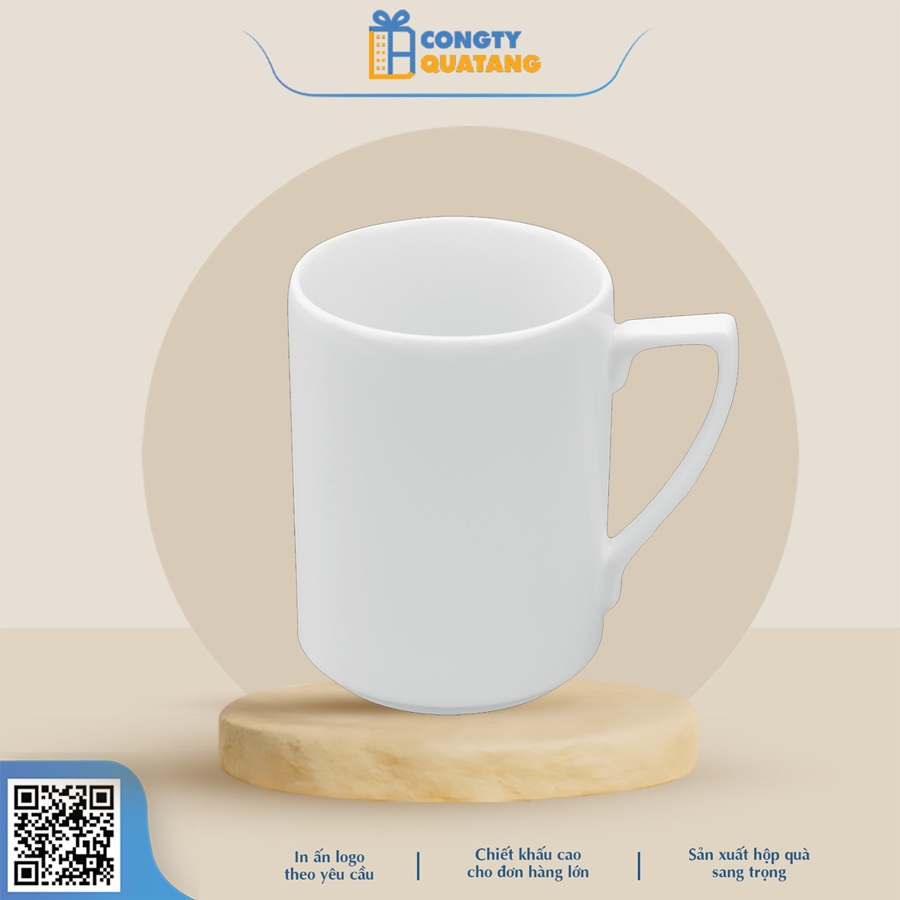 Ly Sứ Minh Long Quai Số 7 Jasmine Trắng 0.33L - Congtyquatang.com.vn