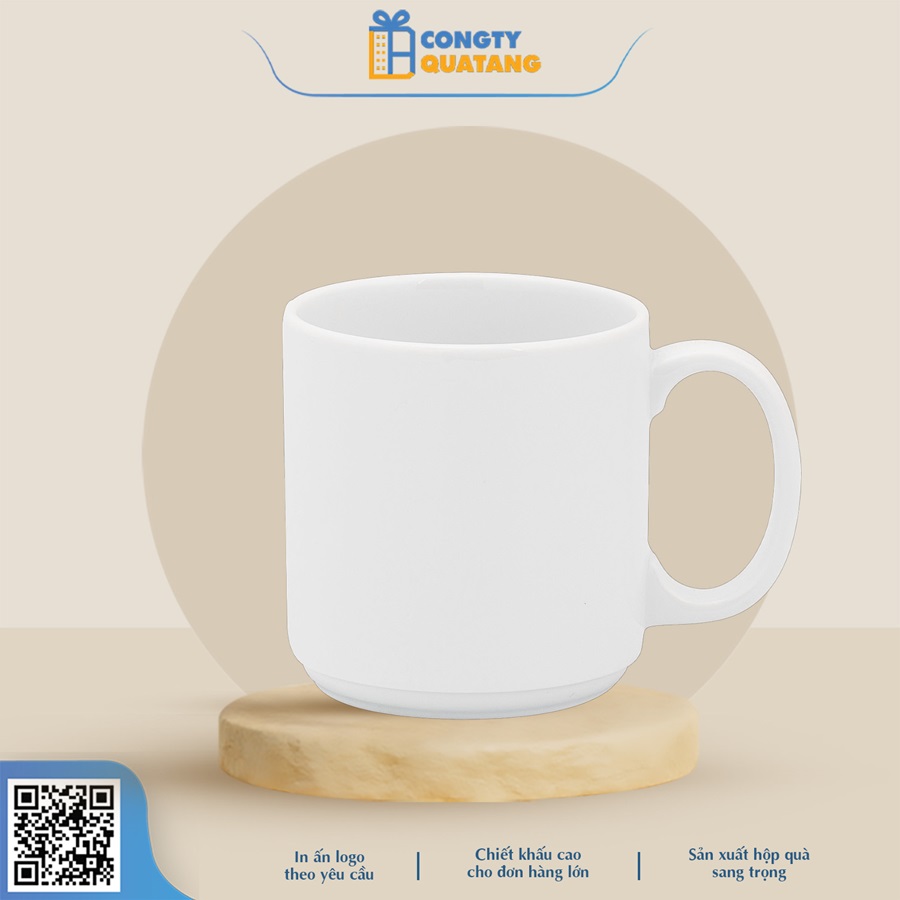 Ly Sứ Minh Long Quai Tròn Jasmine Trắng 0.35L - Congtyquatang.com.vn