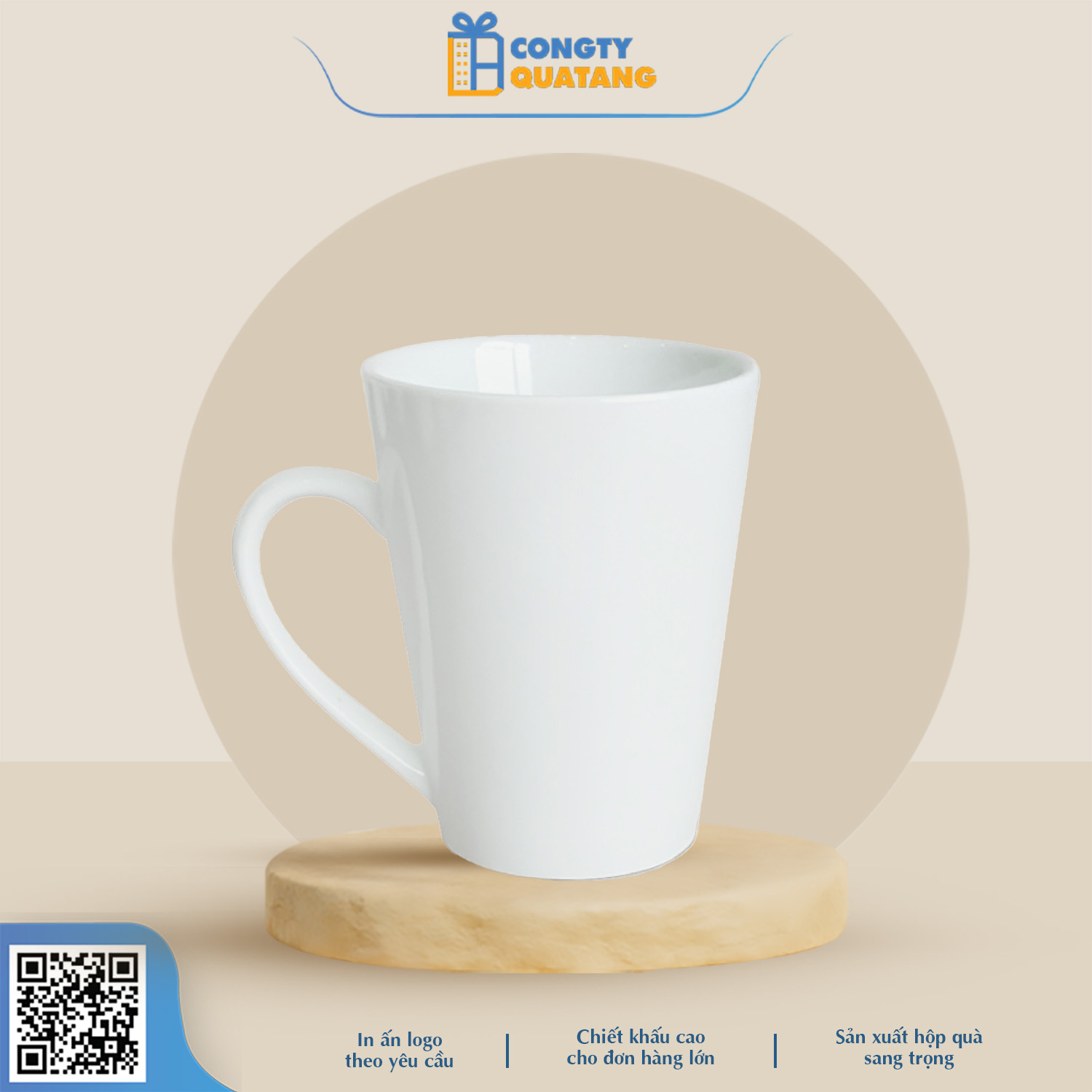 Ly Sứ Trắng Vát Nhỏ QT-CS124 - Congtyquatang.com.vn