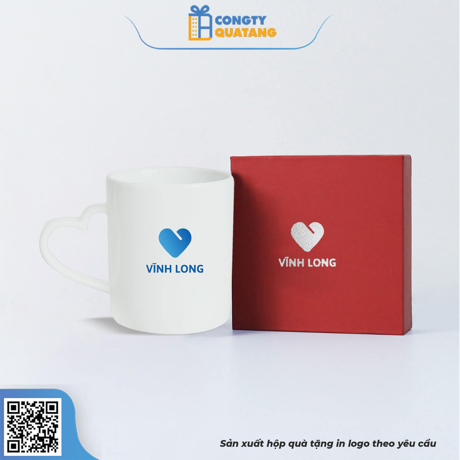 Ly Sứ Trắng Dáng C Quai Tim QT-CS126 - Congtyquatang.com.vn