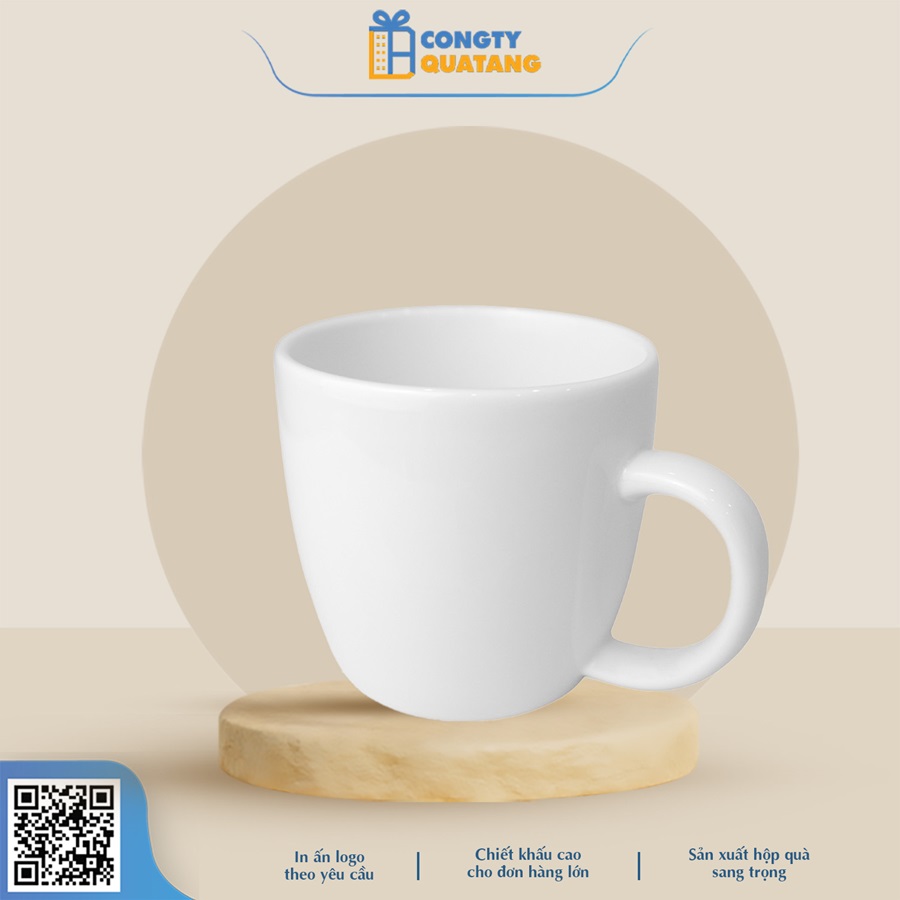 Ly Sứ Trắng Dáng Tròn Lùn QT-CS112 - Congtyquatang.com.vn