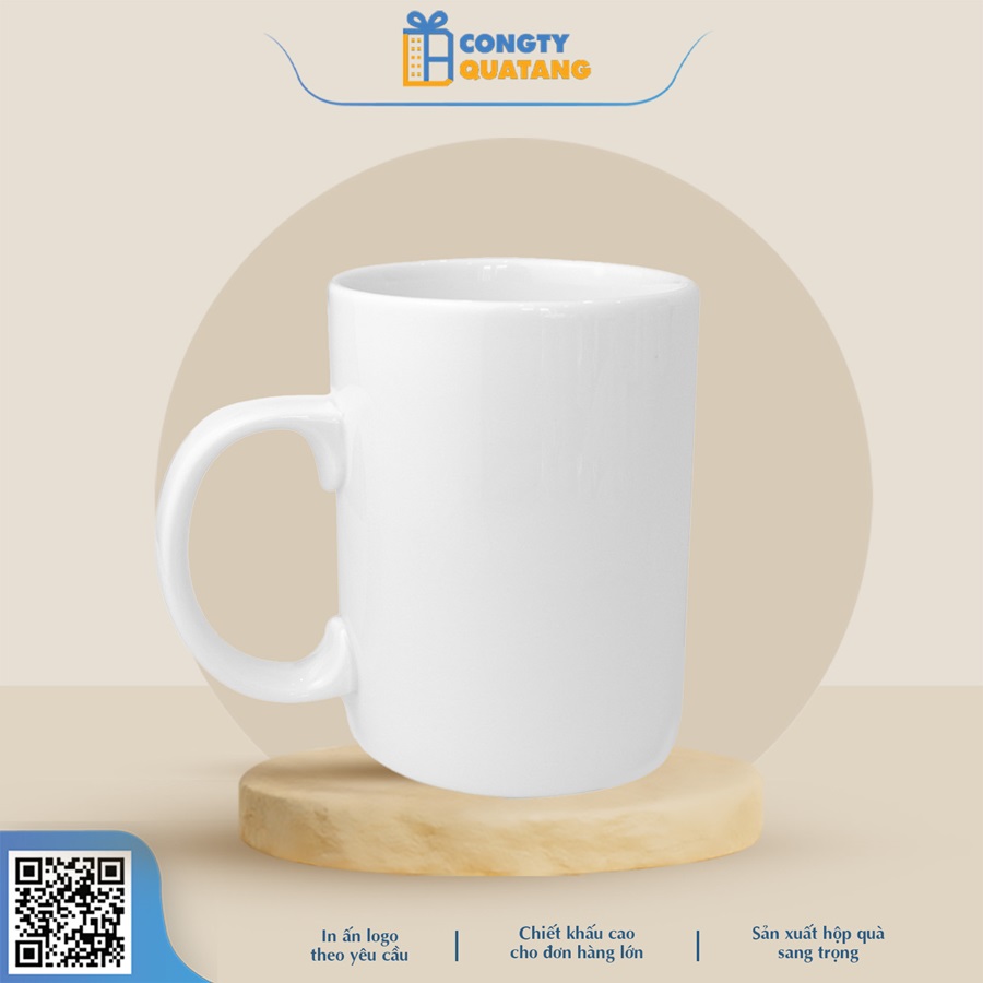 Ly Sứ Trắng Quai C Dáng Cao QT-CS103 - Congtyquatang.com.vn