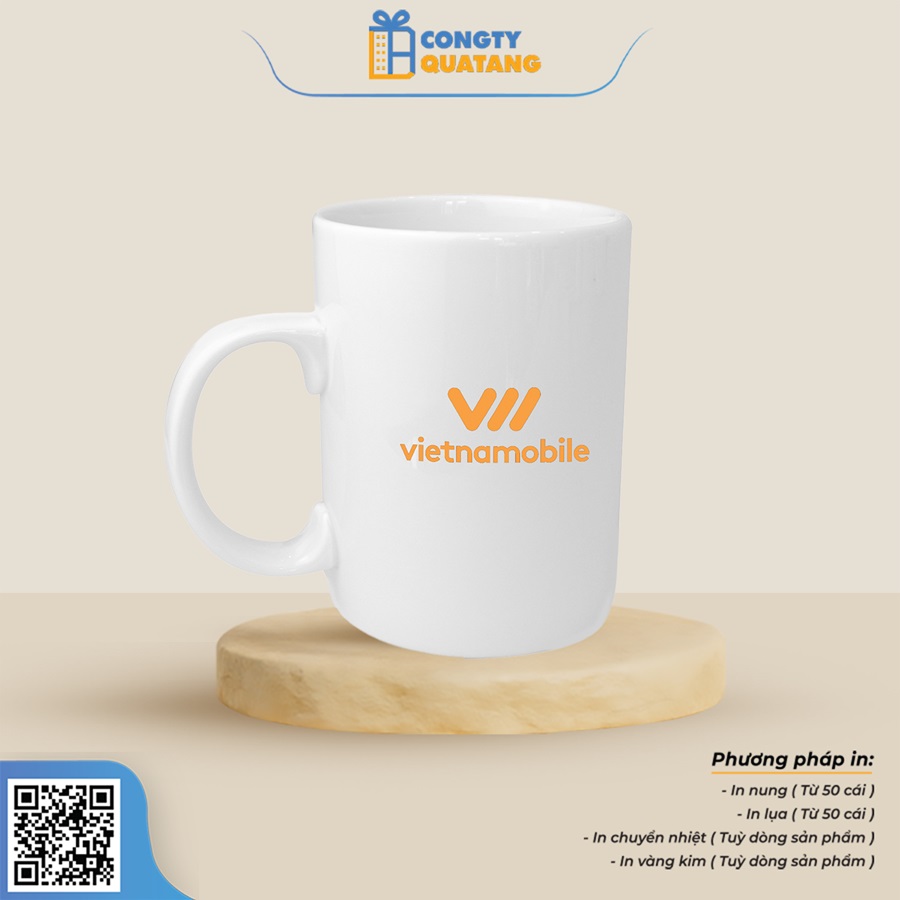 Ly Sứ Trắng Quai C Dáng Cao QT-CS103 - Congtyquatang.com.vn