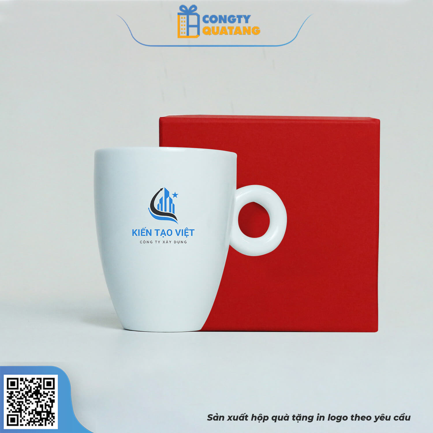 Ly Sứ Trắng Quai Tròn QT-CS128 - Congtyquatang.com.vn