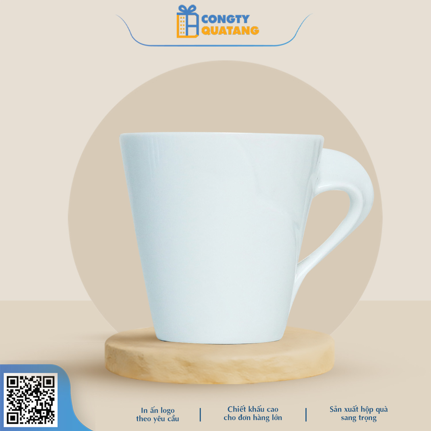 Ly Sứ Trắng Quai Xoắn QT-CS115 - Congtyquatang.com.vn