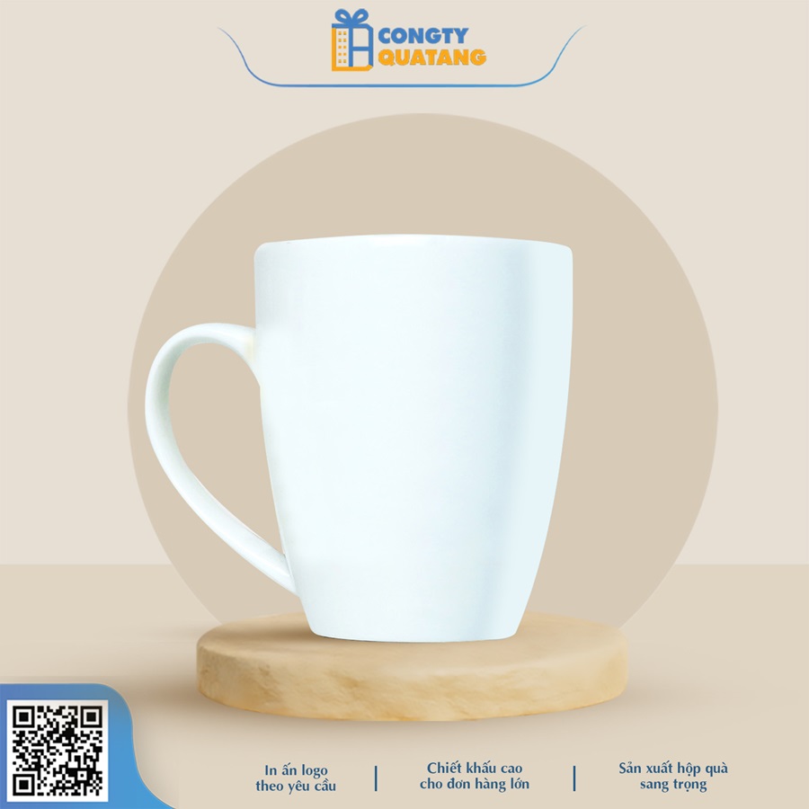 Ly sứ trắng thóp Bát Tràng QT-CS105 - Congtyquatang.com.vn
