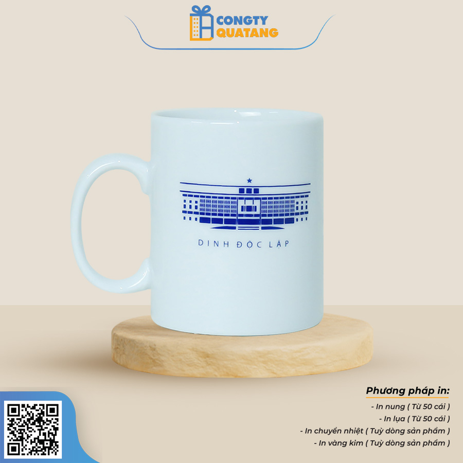 ly Sứ Trụ Trắng Quai C Bát Tràng QT-CS101 - Congtyquatang.com.vn
