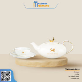 Bộ ấm trà Minh Long Anna – Viền Chỉ Vàng 0.47 L 68470201403N