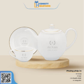 Bộ Ấm Chén Minh Long 0.5 L – Camellia – Chỉ Vàng 1503801403 - congtyquatang.com.vn