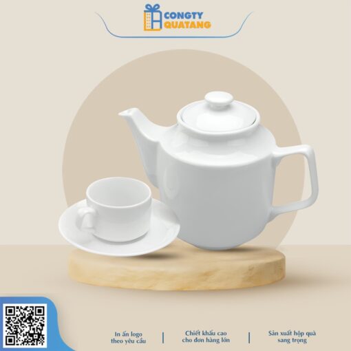 Bộ Ấm Chén Minh Long 0.7 L – Jasmine – Trắng A001_01071100003 - Congtyquatang.com.vn