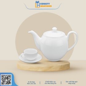 Bộ Ấm Chén Minh Long 0.8 L – Camellia – Trắng 1803800003 - Congtyquatang.com.vn