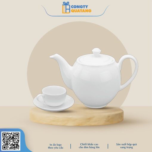 Bộ Ấm Chén Minh Long 0.8 L – Camellia – Trắng 1803800003 - Congtyquatang.com.vn