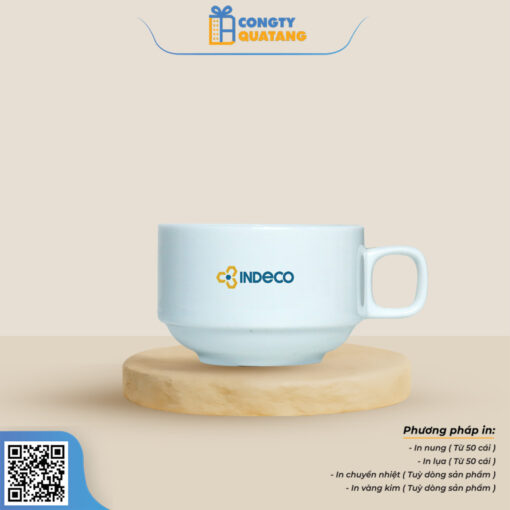 Bộ Ly Sứ Trắng Cafe Vuông QT-CS130 - Congtyquatang.com.vn