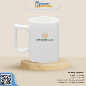 Ly Sứ Trắng Dáng Quai C Vuông QT-CS108 - Congtyquatang.com.vn