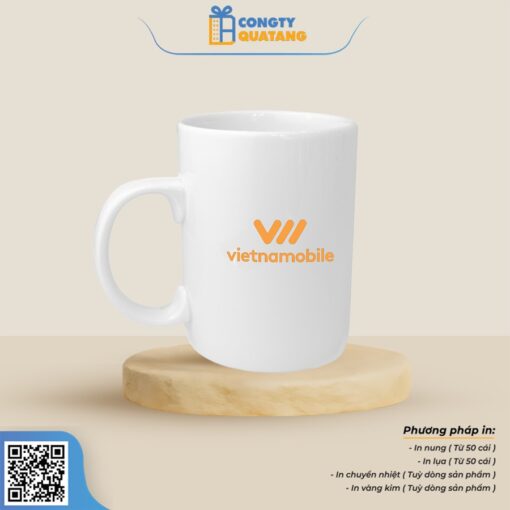 Ly Sứ Trắng Quai C Dáng Cao QT-CS103 - Congtyquatang.com.vn